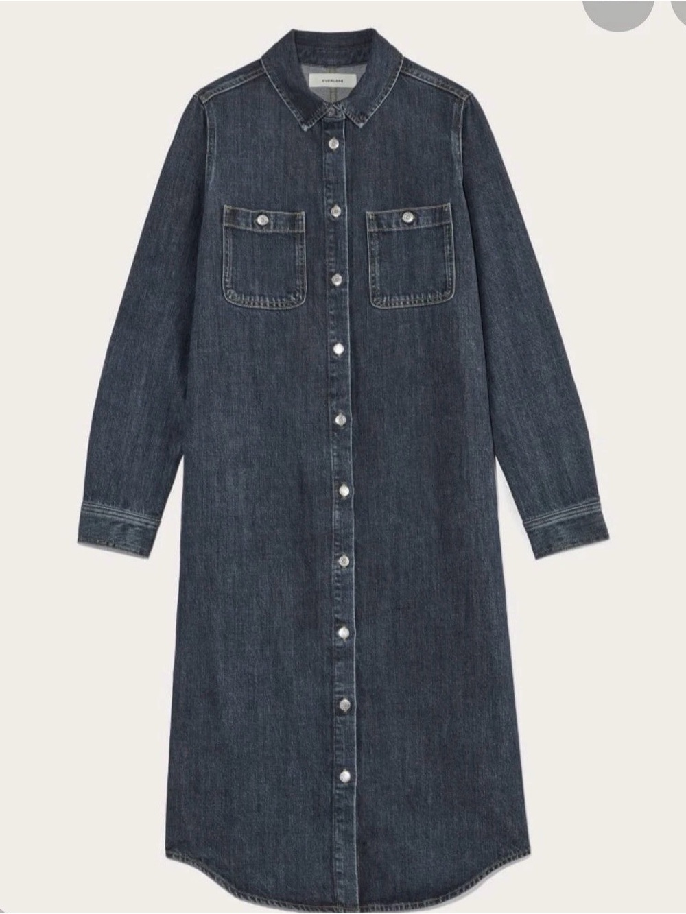 Everlane Dark Indigo Denim Button-Front Dress